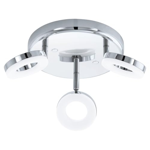 EGLO LED Deckenlampe Gonaro, 3-flammige Deckenleuchte, minimalistische Deckenbeleuchtung, Wohnzimmerlampe aus Stahl in Chrom, Lampe Decke warmweiß