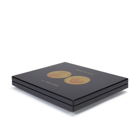 Leuchtturm 370205 Münzkassette Volterra Uno für 30 Goldmünzen American Eagle - 305 x 245 x 30 mm, Holzoptik, Samt