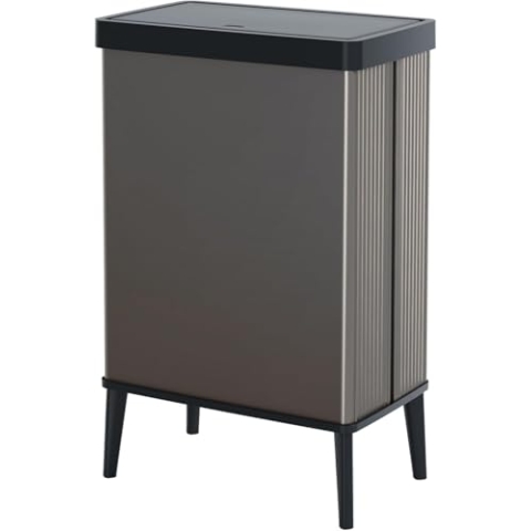 Curver Verto High 54L Mülleimer mit Push Deckel, optimal für Küche, einfache Sortierung, schlankes Design, mit Füßen, grau, 26,5 x 43,5 x 68,7 cm