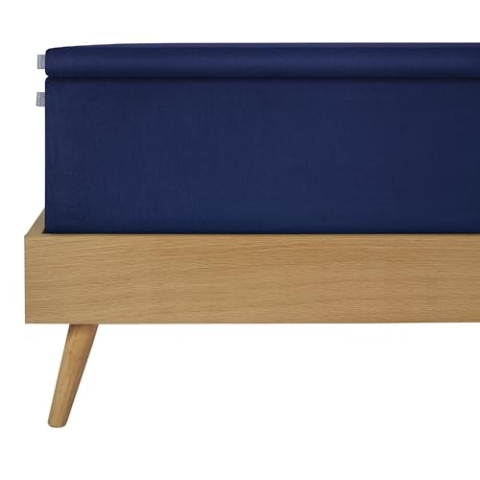 Schiesser Premium Topper Spannbettlaken Flexi | 95|5 Wohlfühlformel | aus nachhaltiger Produktion | für Matratzen 140x200cm bis 160x220cm | Topperhöhe bis 10cm | Dunkelblau