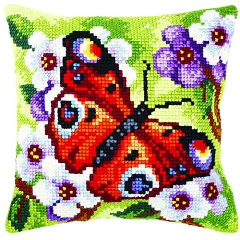 Orchidea - Kreuzstichkissenpackung - Schmetterling - Bedruckte Stramin - 4.5 Count - Für Erwachsene - 30.9379