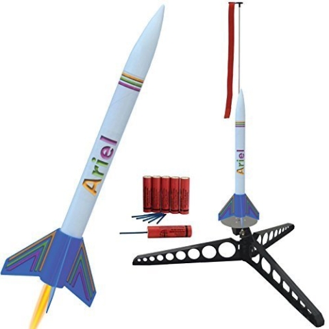 Raketenmodellbau Klima GmbH Ariel Modellrakete mit Umfangreichem Zubehör: Schnellbausatz komplett mit Startrampe, Treibsätzen und Schutzwatte! - Landung erfolgt mittels Fallschirm