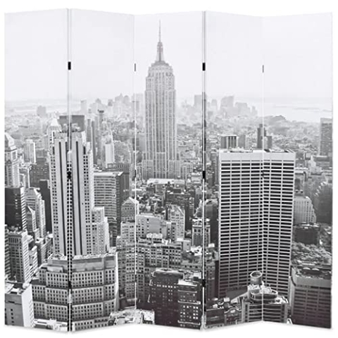 vidaXL Raumteiler klappbar 200x170cm New York bei Tag Schwarz Weiß Paravent