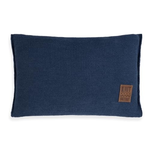KNIT FACTORY - Uni Zierkissen - Rechteckige Sofa Kissen - Jeans - Gestrickter Dekokissen - Couchkissen - 60x40 cm - Kissenbezug mit Füllung und Bezug