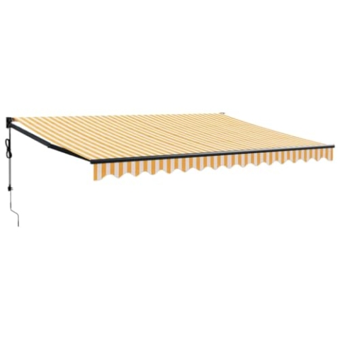 vidaXL Markise, Sonnenmarkise mit Kurbel Automatisch, Gelenkarmmarkise für Terrasse Balkon, Sonnenschutz Terrassenmarkise Balkonmarkise, Gelb Weiß 4,5x3m