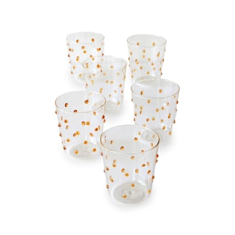 Zafferano Party Gläser Set aus Borosilikatglas im Polka Dot Design (Gold)
