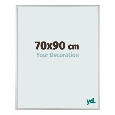 yd. Your Decoration - Bilderrahmen 70x90 cm - Silber Matt - Bilderrahmen aus Aluminium mit Acrylglas - Antireflex - 70x90 Rahmen - Austin