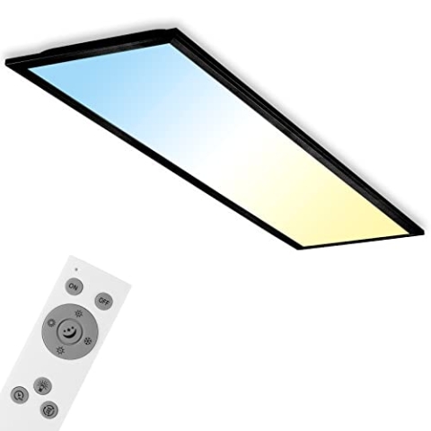 BRILONER - LED Deckenlampe mit Fernbedienung, flach, einstellbar von warmweiß bis kaltweiß, Lampe, Deckenleuchte, Wohnzimmerlampe, LED Panel, Schlafzimmerlampe, 100x25x6 cm, Schwarz