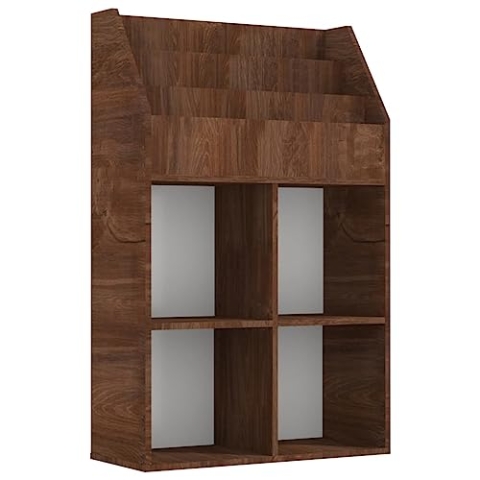 vidaXL Kinder Bücherregal, Kinderregal mit Fächern, Standregal Regal für Schlafzimmer Kinderzimmer, Spielzeugregal Zeitungsständer, Braun Eichen-Optik Holzwerkstoff