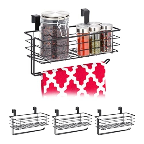 4 x Einhängekorb mit Küchenrollenhalter, Aufbewahrung, Küche & Badezimmer, Drahtkorb HxBxT: 18 x 31 x 17 cm, schwarz