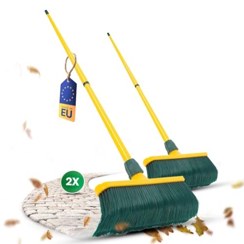 Novaliv Krallenbesen Set 40 cm Kunststoff mit Stiel Schneebesen Kratzbesen Rasenbesen Besen für draußen Outdoor Garden Broom (2, 40 cm Besen mit Stiel)