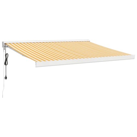 vidaXL Markise, Sonnenmarkise Einziehbar, Gelenkarmmarkise für Terrasse Balkon, Sonnenschutz Terrassenmarkise Balkonmarkise, Gelb Weiß 3x2,5m Stoff Aluminium