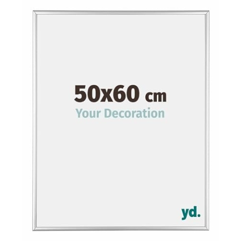 yd. Your Decoration - Bilderrahmen 50x60 cm - Silber Hochglanz - Bilderrahmen aus Aluminium mit Acrylglas - Antireflex - 50x60 Rahmen - Kent