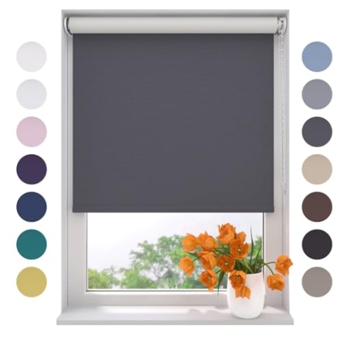 Radeco® Verdunkelungsrollo 100 x 190 cm grau, Größen von 40 bis 240 Breite, ohne Bohren möglich, Rollo wandmontage, Rollo 100 cm breit, Fenster rollos für innen, rollos für Fenster