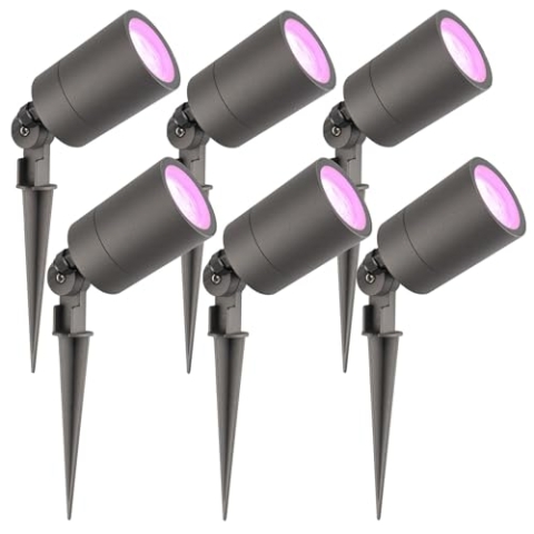 Ledvion - 6X RGBWW LED Strahler, Anthrazit, IP65, 5W, RGBWW, 2 Meter Kabel, LED Strahler, Außen Garten Spot