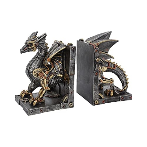 Nemesis Now Dracus Machina Buchstützen, 27 cm, Bronze