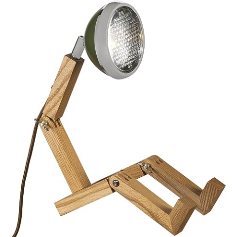 MR WATTSON Original LED Tischlampe MINI Esche natur Metall Army Green