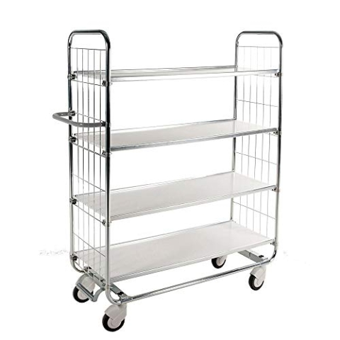 Kongamek | Verzinkter Etagenwagen | 4 Böden | LxBxH 815 x 470 x 1590 mm | 4 Rollen | 2 feststellbar