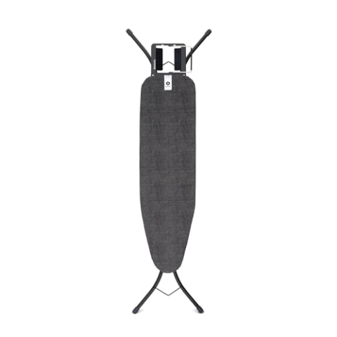 Brabantia - Bügelbrett A - für Dampfbügeleisen - Höhenverstellbar - für Links- und Rechtshänder - Solider Vierfußrahmen - Leicht versetzbar - Denim Black - 110 x 30 cm