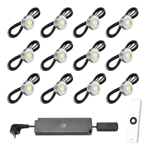 Hamulight LED Einbaustrahler Terrassenüberdachung Pals ab mit Fernbedienung | Wintergarten Beleuchtung - Einbauleuchten - Terrassendach - Überdachung | 3W - Dimmbar - Warmweiß | Set mit 12 Stück