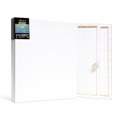 Elan Keilrahmen Leinwand 50x60 6er Set, 100% Baumwolle Leinwand zum Bemalen Groß, Leinwand Set Groß, Leinwände für Acrylfarben, Keilrahmen Groß 50x60, Keilrahmen Set, Leinwand Malen, Leinwand Acryl