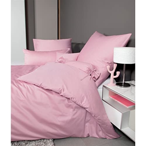 Janine Mako Satin Bettwäsche Uni Colors 135 x 200 cm kreiderose