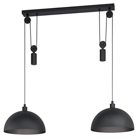 EGLO Pendelleuchte Winkworth 1, 2 flammige Hängelampe Vintage, Industrial, Retro, Hängeleuchte aus Stahl in Schwarz, Esstischlampe, Wohnzimmerlampe hängend mit E27 Fassung