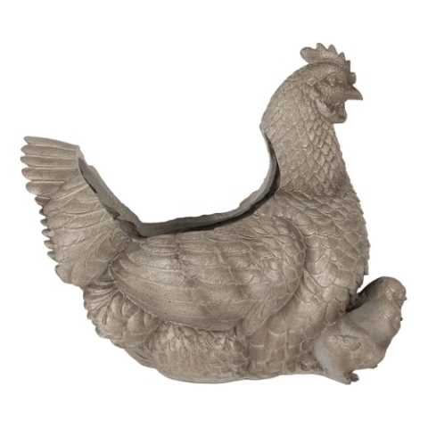 Clayre & Eef Blumentopf Huhn 46x30x38 cm Grau Kunststoff