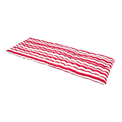 Homescapes gestreifte Bankauflage, rot, Sitzkissen für Bänke und Gartenbänke mit Bezug aus 100% Baumwolle, 3-Sitzer Polsteauflage für Gartenmöbel, 143 x 48 cm, breite Streifen