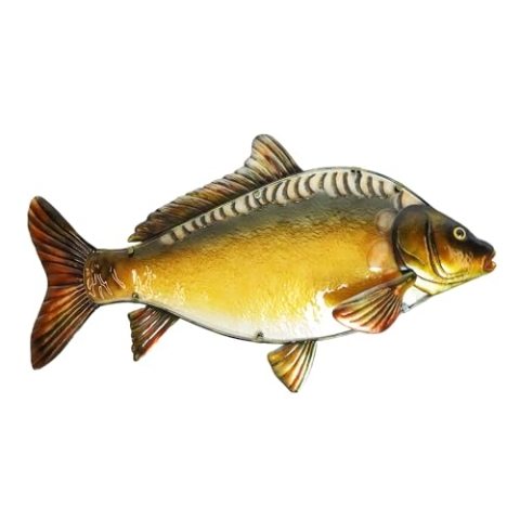 EUROCATCH Spiegel Karpfen - Wanddekoration - 80cm - 3D - Metall und Glas - Kunst - Mancave Deko - Wanddekoration - Geschenkidee