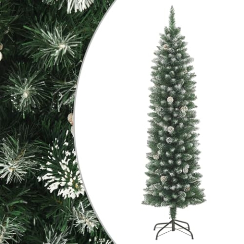 vidaXL Künstlicher Weihnachtsbaum mit Ständer Christbaum Tannenbaum Dekobaum Kunstbaum Weihnachten Dekoration Weihnachtsdeko Schlank 180cm PVC