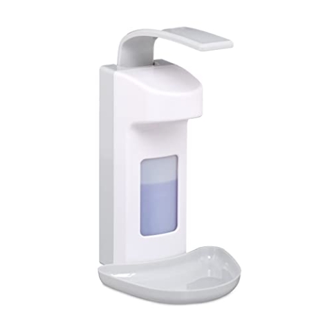 10 x Desinfektionsspender, mit Tropfschale, Hygiene Wandspender Händedesinfektion, Armhebelspender für 500 ml, weiß