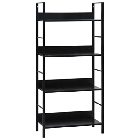 vidaXL Bücherregal 4 Regalböden Standregal Metallregal Küchenregal Schuhregal Bücherschrank Regal Schwarz 60×27,6×124,5 Holzwerkstoff