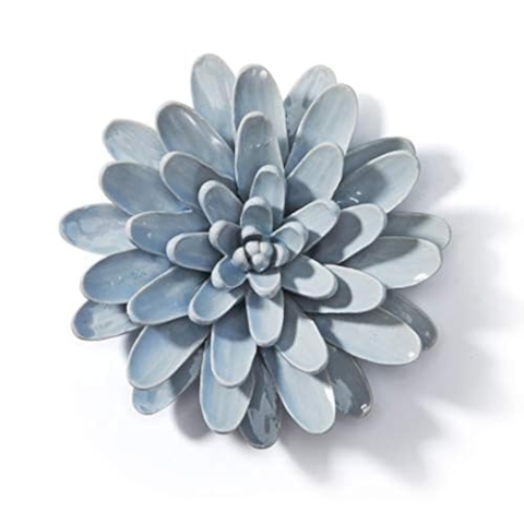 SEINHIJO Keramik Blumen Wanddekoration 3D Blumen Dekor Arts Modern Statue Geschenk Blau 17cm