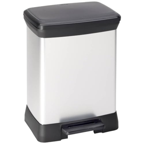 Curver Deco Bin 240642 Mülleimer 30 l (B x H x T) 390 x 510 x 290 mm Silber, Schwarz 1 St.