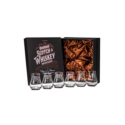 Whiskey, Scotch, Bourbon Professionelle Tasting und Nosing Gläser | 6er Set | 100 ml Kristall Whisky Tumbler Verkostungsgläser für Rum, Gin, Likör | Whiskeygläser Geschenkset für Männer