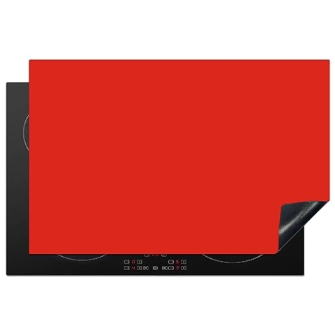 MuchoWow Herdabdeckplatte Ceranfeld Spritzschutz Küche Rot - Farbe - Einfarbig 81x52 cm Induktionsherd Abdeckung Induktionskochfeld Ceranfeldabdeckung
