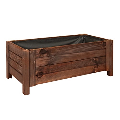 BOGATECO Pflanzkasten Pflanzkübel aus Holz | 80 x 38 cm | Dunkelbraun | Blumen-Topf Perfekt für Garten, Terrasse & Balkon | Stabile und Robuste Konstruktion | Imprägniert | Mit Agro-Textil