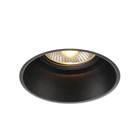 SLV LED Einbaustrahler HORN-T, schwarz, rund | Dimmbare Decken-Lampe zur Beleuchtung innen | LED Spot, Fluter, Deckenstrahler, Deckenleuchte, Einbau-Leuchte | 1-flammig, GU10 QPAR111