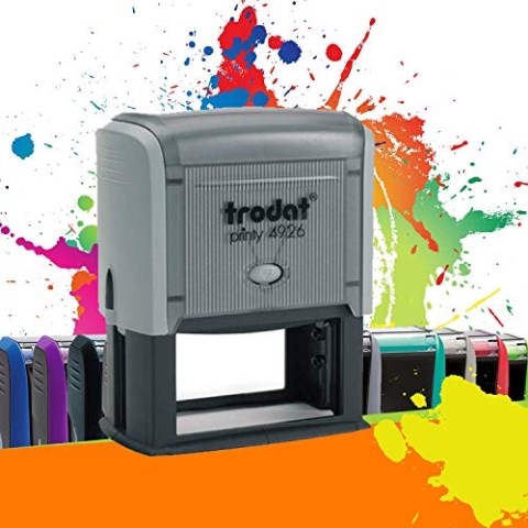 Trodat Printy 4926 - Professioneller Selbstfärbestempel mit 8 Zeilen zur Personalisierung – Textplatte 75 x 38 mm Inklusive (Grau)