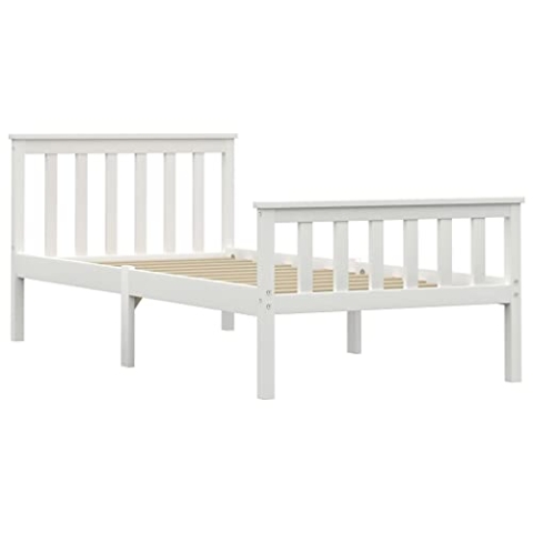 vidaXL Kiefernholz Massiv Bettgestell Bett Massivholzbett Holzbett Einzelbett Futonbett Bettrahmen Lattenrost Schlafzimmer Weiß 100x200cm