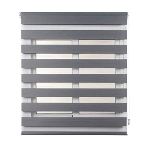 STORESDECO Doppelrollo Klemmfix ohne Bohren. Klemmrollo Einfache Montage, Zebra Rollo lichtdurchlässig und verdunkelnd, Duo Rollo ideal für Flügelfenster! | Silber, 120 cm x 180 cm