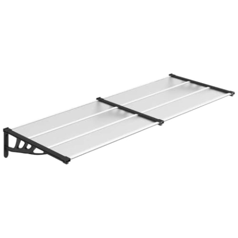 vidaXL Türvordach Überdachung Haustür Pultvordach Türdach Haustürvordach Haustürdach Vordach Regenschutz Schwarz Transparent 239x90cm Polycarbonat