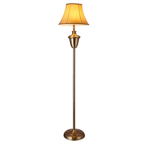 lux.pro Stehleuchte 160x35 cm Messing Beige-Braun Standleuchte im Retro-Look