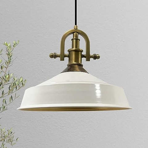 bamyum Asletl-Marine Hängelampe Industrial Vintage Ø41 cm, Küchenlampe Hängend Vintage, Pendelleuchte Esstisch Vintage, Hängelampe Esstisch, Wohnzimmerlampe, Pendelleuchte Weiß Metall, Küchenlampe