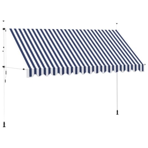vidaXL Markise Einziehbar Handbetrieben Wasserabweisend Sonnenschutz Klemmmarkise Balkonmarkise Terrasse Balkon Garten 400cm Blau Weiß Gestreift