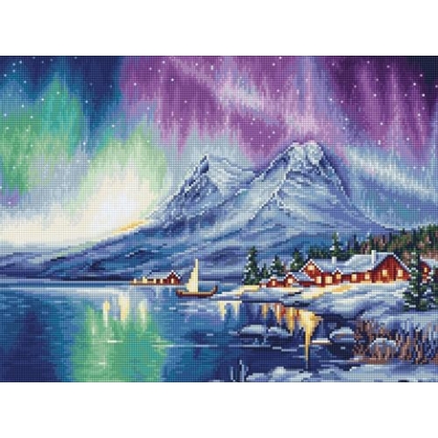 Luca-S Kreuzstich Stickpackung Nordlichter, Zählmuster, Multifarbig