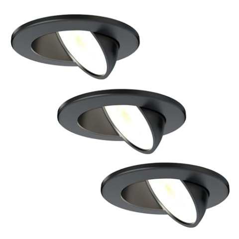 Ledvion - 3X LED Einbaustrahler, Schwarz, Dimmbar, 5W, IP65, CCT, COB, Ø75mm, 5 Jahre Garantie