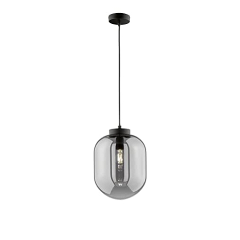 Fischer & Honsel | Pendelleuchte, Regi | schwarz matt| Glas| rauchfarben| D: 24,00 cm | Ausladung: 140,00 cm| 1x E27 max. 40 Watt | 60710, Größe