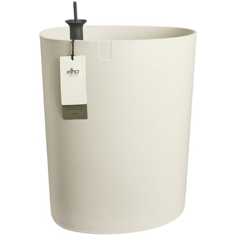 elho Eden Aquacare High 40 - Blumentopf für Innen und Außen - 100% Recyceltem Plastik - Ø 39.0 x H 50.1 cm - Weiß/Leinenweiß